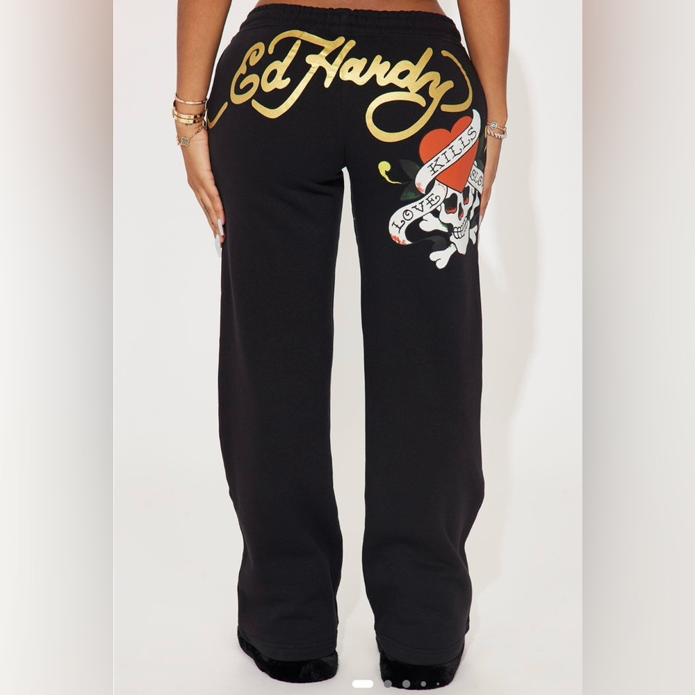 Ed Hardy Black Love Kills Pants